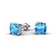 2 - Alida 2.50 ctw (6.00 mm) Cushion Shape Blue Topaz Solitaire Women Stud Earrings 