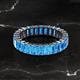 2 - Kerry 5x3 mm Emerald Cut Blue Topaz Side Gallery Work Eternity Band 