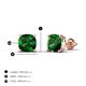 4 - Alida 1.80 ctw (6.00 mm) Cushion Shape Lab Created Emerald Solitaire Women Stud Earrings 