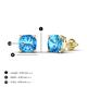4 - Alida 2.50 ctw (6.00 mm) Cushion Shape Blue Topaz Solitaire Women Stud Earrings 