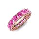 3 - Luna 7.04 ctw (4.00 mm) Cushion Shape Lab Created Pink Sapphire U Prong Eternity Band 
