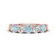 1 - Wenda 1.10 ctw (4.00 mm) Round Aquamarine & Lab Grown Diamond Side Gallery 5 Stone Wedding Band 