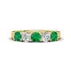 1 - Wenda 1.10 ctw (4.00 mm) Round Emerald & Lab Grown Diamond Side Gallery 5 Stone Wedding Band 