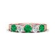 1 - Wenda 1.10 ctw (4.00 mm) Round Emerald & Lab Grown Diamond Side Gallery 5 Stone Wedding Band 