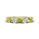 1 - Wenda 1.45 ctw (4.00 mm) Round Peridot & Lab Grown Diamond Side Gallery 5 Stone Wedding Band 