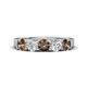 1 - Wenda 1.21 ctw (4.00 mm) Round Smoky Quartz & Lab Grown Diamond Side Gallery 5 Stone Wedding Band 