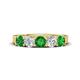 1 - Wenda 1.37 ctw (4.00 mm) Round Green Garnet & Lab Grown Diamond Side Gallery 5 Stone Wedding Band 