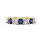 1 - Wenda 1.10 ctw (4.00 mm) Round Iolite & Lab Grown Diamond Side Gallery 5 Stone Wedding Band 
