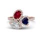 1 - Sienna 3.66 ctw Multi Shape Oval Created Ruby, Heart Created Blue Sapphire & Marquise Lab Grown Diamond Three Stone Engagement Ring 
