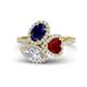 1 - Sienna 3.28 ctw Multi Shape Oval Created Blue Sapphire, Heart Created Ruby & Marquise Lab Grown Diamond Three Stone Engagement Ring 