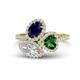 1 - Sienna 3.28 ctw Multi Shape Oval Created Blue Sapphire, Heart Created Emerald & Marquise Lab Grown Diamond Three Stone Engagement Ring 