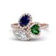 1 - Sienna 3.28 ctw Multi Shape Oval Created Blue Sapphire, Heart Created Emerald & Marquise Lab Grown Diamond Three Stone Engagement Ring 