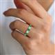 2 - Wenda 1.10 ctw (4.00 mm) Round Emerald & Lab Grown Diamond Side Gallery 5 Stone Wedding Band 