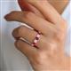 2 - Wenda 1.28 ctw (4.00 mm) Round Ruby & Lab Grown Diamond Side Gallery 5 Stone Wedding Band 