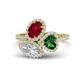 1 - Sienna 3.51 ctw Multi Shape Oval Created Ruby, Heart Created Emerald & Marquise Lab Grown Diamond Three Stone Engagement Ring 