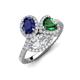 3 - Sienna 3.28 ctw Multi Shape Oval Created Blue Sapphire, Heart Created Emerald & Marquise Lab Grown Diamond Three Stone Engagement Ring 