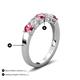 3 - Wenda 1.10 ctw (4.00 mm) Round Pink Tourmaline & Lab Grown Diamond Side Gallery 5 Stone Wedding Band 