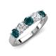 4 - Wenda 1.25 ctw (4.00 mm) Round London Blue Topaz & Natural Diamond Side Gallery 5 Stone Wedding Band 