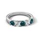 5 - Wenda 1.25 ctw (4.00 mm) Round London Blue Topaz & Natural Diamond Side Gallery 5 Stone Wedding Band 