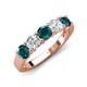 4 - Wenda 1.25 ctw (4.00 mm) Round London Blue Topaz & Natural Diamond Side Gallery 5 Stone Wedding Band 