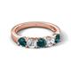 5 - Wenda 1.25 ctw (4.00 mm) Round London Blue Topaz & Natural Diamond Side Gallery 5 Stone Wedding Band 