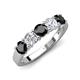 4 - Wenda 1.31 ctw (4.00 mm) Round Black Diamond & Natural Diamond Side Gallery 5 Stone Wedding Band 