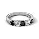 5 - Wenda 1.31 ctw (4.00 mm) Round Black Diamond & Natural Diamond Side Gallery 5 Stone Wedding Band 