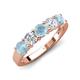 4 - Wenda 1.10 ctw (4.00 mm) Round Aquamarine & Lab Grown Diamond Side Gallery 5 Stone Wedding Band 
