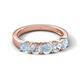 5 - Wenda 1.10 ctw (4.00 mm) Round Aquamarine & Lab Grown Diamond Side Gallery 5 Stone Wedding Band 