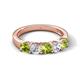 5 - Wenda 1.45 ctw (4.00 mm) Round Peridot & Lab Grown Diamond Side Gallery 5 Stone Wedding Band 