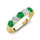 4 - Wenda 1.10 ctw (4.00 mm) Round Emerald & Lab Grown Diamond Side Gallery 5 Stone Wedding Band 