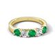 5 - Wenda 1.10 ctw (4.00 mm) Round Emerald & Lab Grown Diamond Side Gallery 5 Stone Wedding Band 