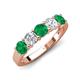 4 - Wenda 1.10 ctw (4.00 mm) Round Emerald & Lab Grown Diamond Side Gallery 5 Stone Wedding Band 