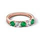 5 - Wenda 1.10 ctw (4.00 mm) Round Emerald & Lab Grown Diamond Side Gallery 5 Stone Wedding Band 