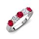 4 - Wenda 1.28 ctw (4.00 mm) Round Ruby & Lab Grown Diamond Side Gallery 5 Stone Wedding Band 