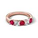 5 - Wenda 1.28 ctw (4.00 mm) Round Ruby & Lab Grown Diamond Side Gallery 5 Stone Wedding Band 