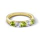 5 - Wenda 1.45 ctw (4.00 mm) Round Peridot & Lab Grown Diamond Side Gallery 5 Stone Wedding Band 