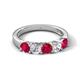 5 - Wenda 1.28 ctw (4.00 mm) Round Ruby & Lab Grown Diamond Side Gallery 5 Stone Wedding Band 