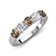 4 - Wenda 1.21 ctw (4.00 mm) Round Smoky Quartz & Lab Grown Diamond Side Gallery 5 Stone Wedding Band 