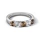 5 - Wenda 1.21 ctw (4.00 mm) Round Smoky Quartz & Lab Grown Diamond Side Gallery 5 Stone Wedding Band 