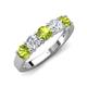 4 - Wenda 1.45 ctw (4.00 mm) Round Peridot & Lab Grown Diamond Side Gallery 5 Stone Wedding Band 