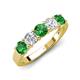 4 - Wenda 1.37 ctw (4.00 mm) Round Green Garnet & Lab Grown Diamond Side Gallery 5 Stone Wedding Band 