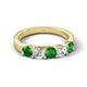 5 - Wenda 1.37 ctw (4.00 mm) Round Green Garnet & Lab Grown Diamond Side Gallery 5 Stone Wedding Band 