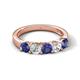 5 - Wenda 1.10 ctw (4.00 mm) Round Iolite & Lab Grown Diamond Side Gallery 5 Stone Wedding Band 