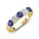 4 - Wenda 1.10 ctw (4.00 mm) Round Iolite & Lab Grown Diamond Side Gallery 5 Stone Wedding Band 