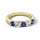 5 - Wenda 1.10 ctw (4.00 mm) Round Iolite & Lab Grown Diamond Side Gallery 5 Stone Wedding Band 