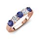 4 - Wenda 1.10 ctw (4.00 mm) Round Iolite & Lab Grown Diamond Side Gallery 5 Stone Wedding Band 