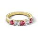 5 - Wenda 1.10 ctw (4.00 mm) Round Pink Tourmaline & Lab Grown Diamond Side Gallery 5 Stone Wedding Band 