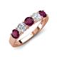 4 - Wenda 1.45 ctw (4.00 mm) Round Rhodolite Garnet & Lab Grown Diamond Side Gallery 5 Stone Wedding Band 