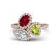 1 - Sienna 3.71 ctw Multi Shape Oval Created Ruby, Heart Peridot & Marquise Lab Grown Diamond Three Stone Engagement Ring 